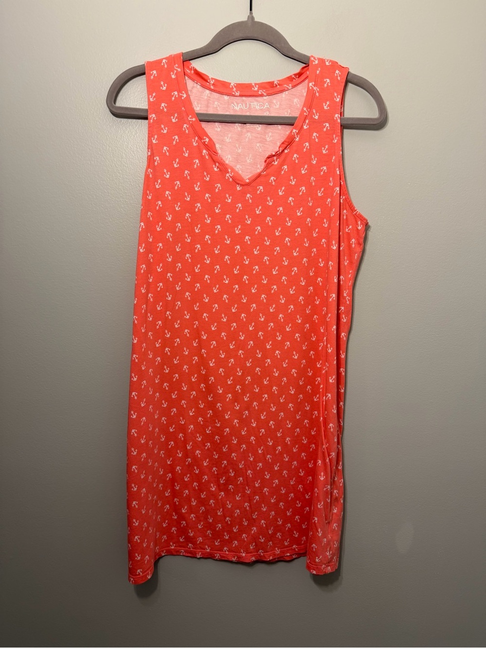 Nautica Coral Sleeveless Anchor Print Dress